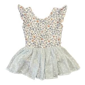 Caden Lane “Ballerina Blossoms” Swiss Dot Leotard Dress Toddler Girl 2T